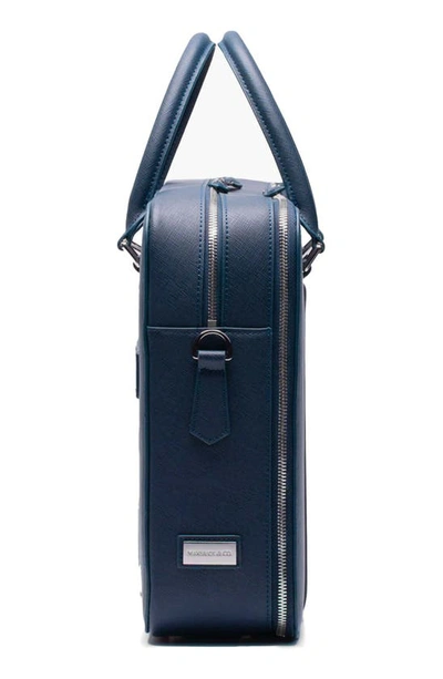 Shop Maverick & Co. Manhattan Double Zip Leather Briefcase In Navy