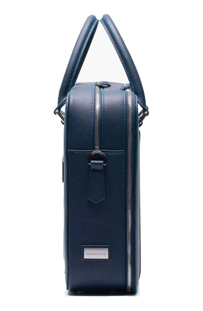Maverick & Co. Manhattan Deluxe Leather Briefcase In Navy