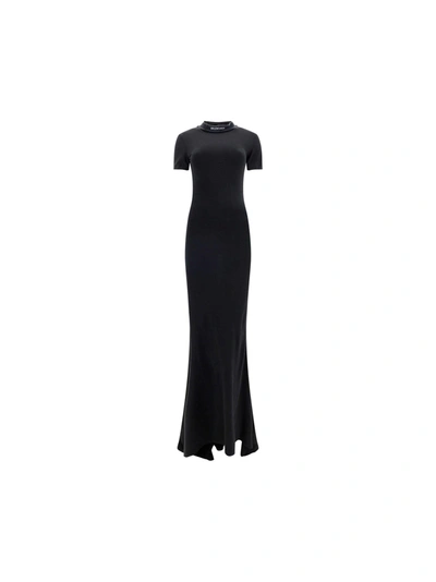 Shop Balenciaga Dress In Washed Black