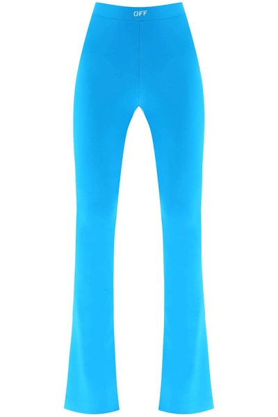Shop Off-white Techno-jersey Flared Leggings In Blue (light Blue)