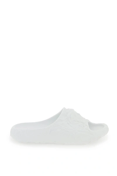 Shop Versace Medusa Dimension Slides In Optical White (white)