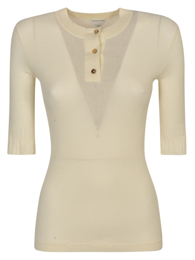 Bottega Veneta Slim-fit Plain Knit Top In Chalk