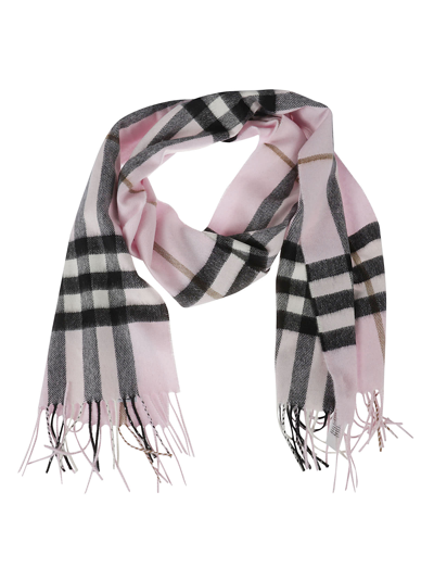 Shop Burberry Giant Check Scarf In Pale Candy Pink