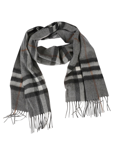 Shop Burberry Giant Check Scarf In Gray