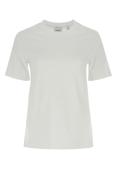 Shop Burberry White Cotton T-shirt In Default Title
