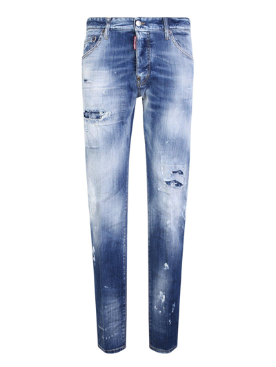 Shop Dsquared2 Logo Patch Skinny Jeans In Navy Blue