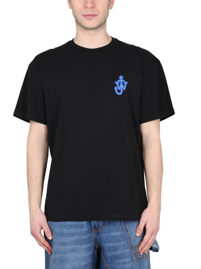 Shop Jw Anderson J.w. Anderson T-shirt With Anchor Application In Nero