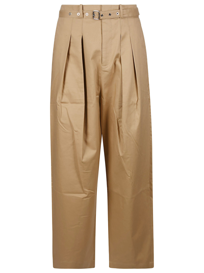 Shop Jw Anderson J.w. Anderson Wide Leg Pleat Front Trousers In Beige