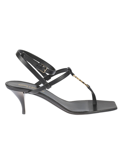 Shop Saint Laurent Ankle Strap Sandals In Black
