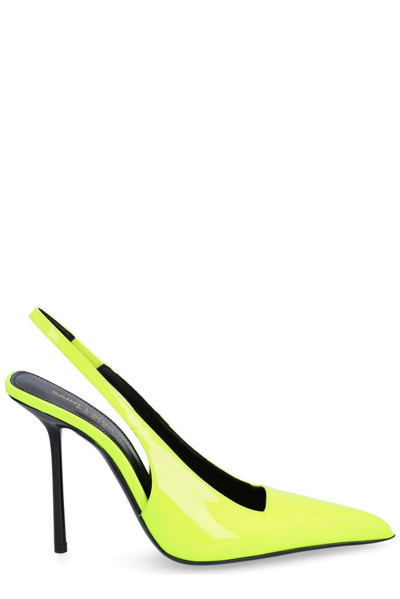 Shop Saint Laurent Kiss Slingback Pumps In Yellow