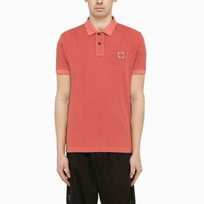 Shop Stone Island Classic Fuchsia Polo Shirt With Patch In V0087