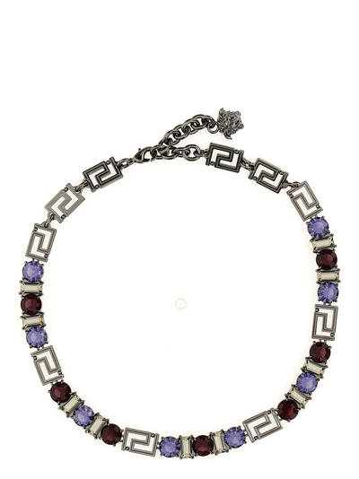 Shop Versace Greca Necklace In Multicolor
