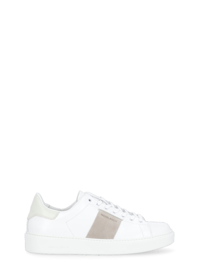Shop Woolrich Leather Sneakers In Panna