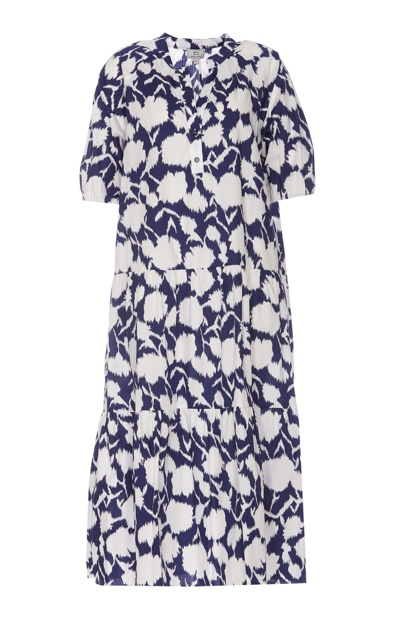 Woolrich Printed Dress With Floral Pattern In Melton Blue Flower