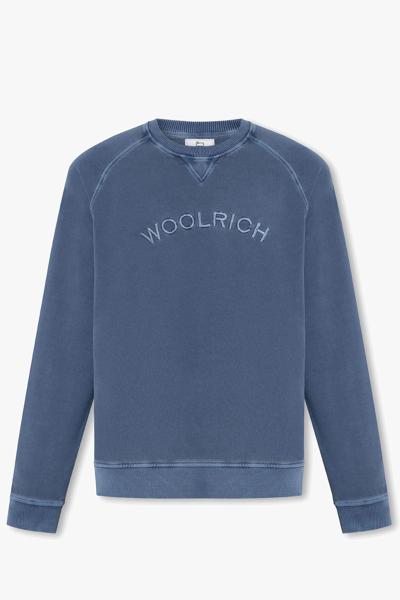 Shop Woolrich Sweatshirt With Logo In Indigo