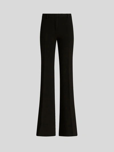 Shop Etro Flared Wool Trousers In Black