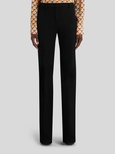 Shop Etro Flared Wool Trousers In Black