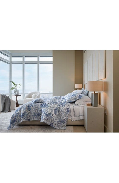 Matouk Pomegranate Linen Flat Sheet In Porcelain Blue