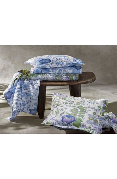 Matouk Pomegranate Linen Flat Sheet In Porcelain Blue