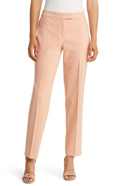 Shop Anne Klein Extended Tab Crepe Pants In Warm Sand