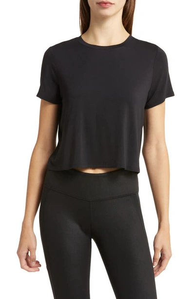 Shop Alo Yoga All Day Crop T-shirt In Black