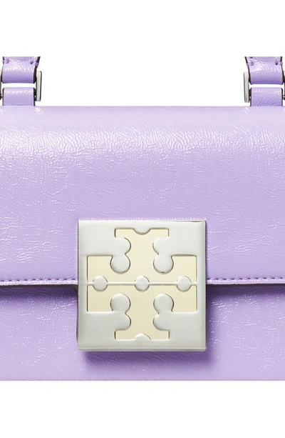 Shop Tory Burch Mini Bon Bon Faux Patent Leather Top Handle Bag In Pale Lavender