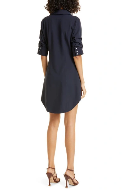 Cinq À Sept Elina Ruched Button-front Mini Dress In Navy