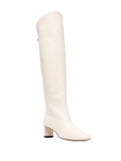 Shop Maison Skorpios 50mm Knee-high Leather Boots In Nude