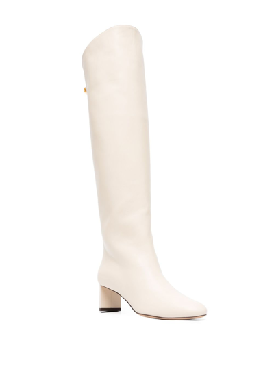 Maison Skorpios 50mm Knee-high Leather Boots In Nude