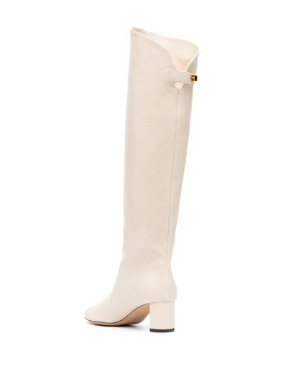 Shop Maison Skorpios 50mm Knee-high Leather Boots In Nude