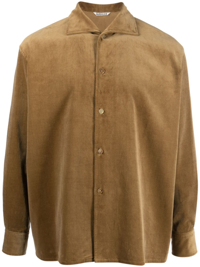 Shop Auralee Finx Corduroy Shirt In Brown