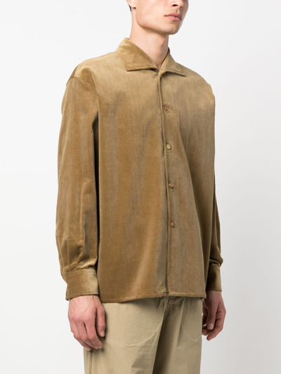 Shop Auralee Finx Corduroy Shirt In Brown