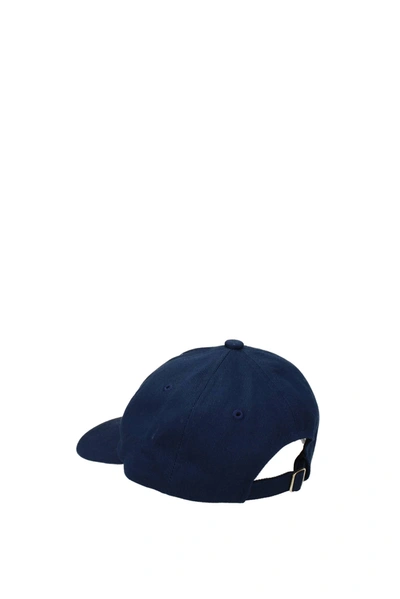 Shop Casablanca Hats Caza Cotton Blue Blue Navy