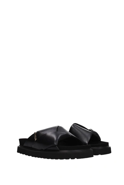 Shop Moncler Slippers And Clogs Fantine Leather Black
