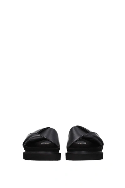 Shop Moncler Slippers And Clogs Fantine Leather Black