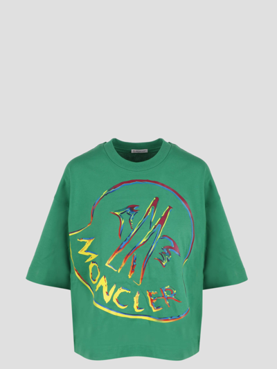 Shop Moncler Oversized T-shirt With Logo In Green