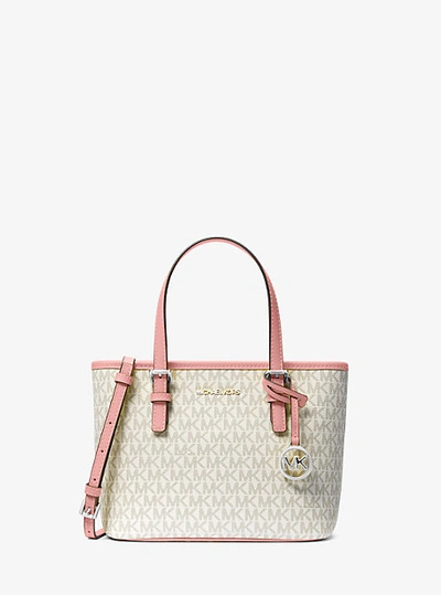 Shop Michael Kors Jet Set Travel Extra-small Logo Top-zip Tote Bag In Pink