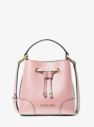 Shop Michael Kors Mercer Small Pebbled Leather Bucket Bag In Pink
