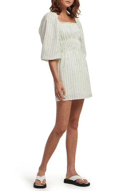 Shop Charlie Holiday Boheme Stripe Palm Linen & Cotton Minidress In Palm Stripe