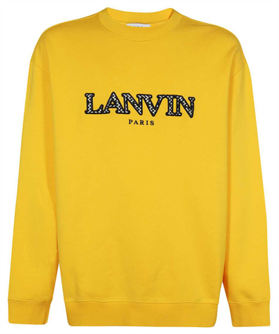 Shop Lanvin Oversized Embroidered Curb Sweatshirt In Yellow