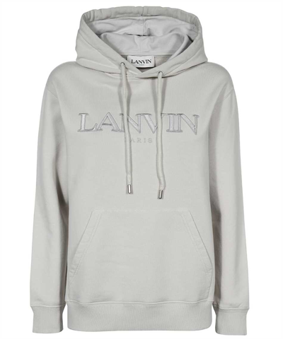 Shop Lanvin Classic Embroidered Hoodie In Grey