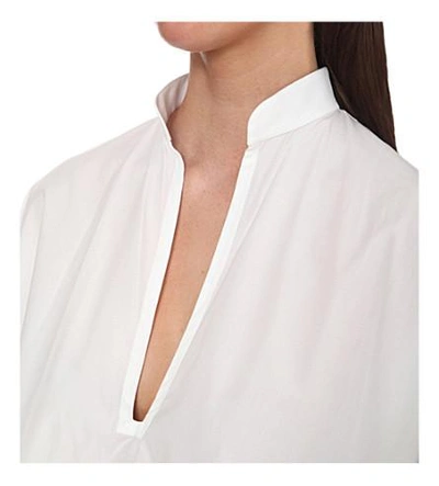 Shop Valentino V-neck Cotton Tunic Shirt In White