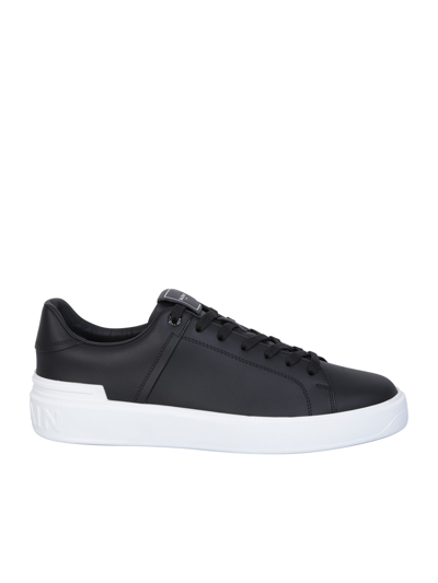 Shop Balmain White/ Black B-court Sneakers