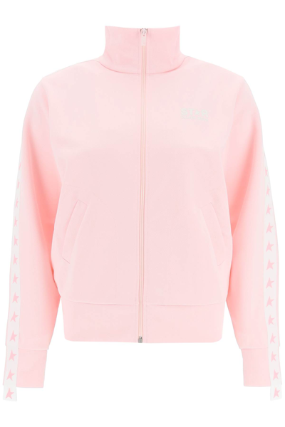 Shop Golden Goose Denise Zip-up Track Jacket In Rose Shadow White (pink)