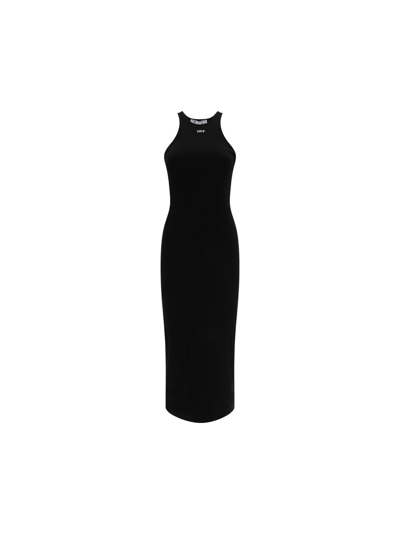 Shop Off-white Long Dress In Nero