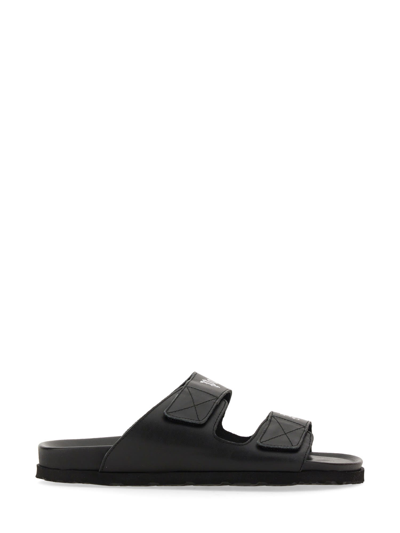 Shop Palm Angels Sandal With Logo In Nero