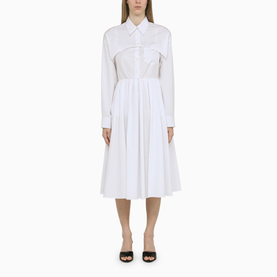 Shop Prada Convertible White Dress In Bianco