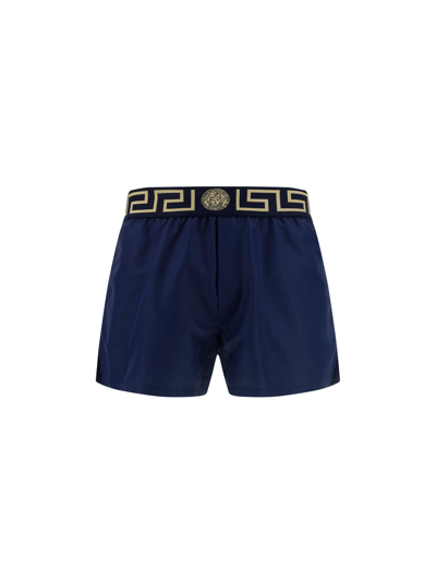 Shop Versace Swim Shorts In Blue