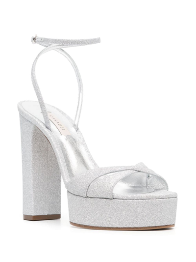 Casadei Betty Citylight 130mm Platform Sandals In Silver