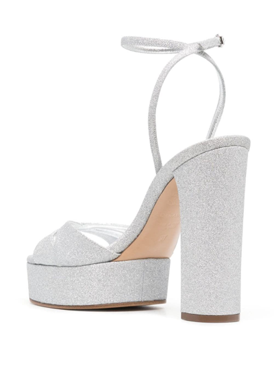 Shop Casadei Betty Citylight 130mm Platform Sandals In Silver